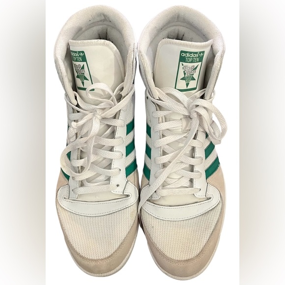 Adidas Top Ten Green and White Sneakers Size 14 - Picture 1 of 6